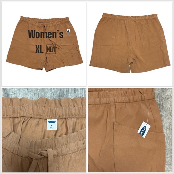 Womens Old Navy XL 16 - 18 Shorts Taupe Tan Drawstring Elastic Waist Pockets NWT - Picture 1 of 7